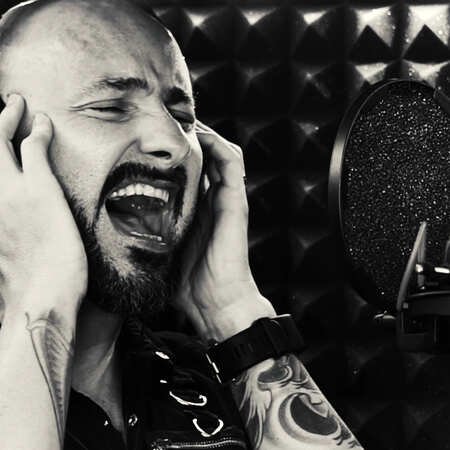 Marcello recording in studio